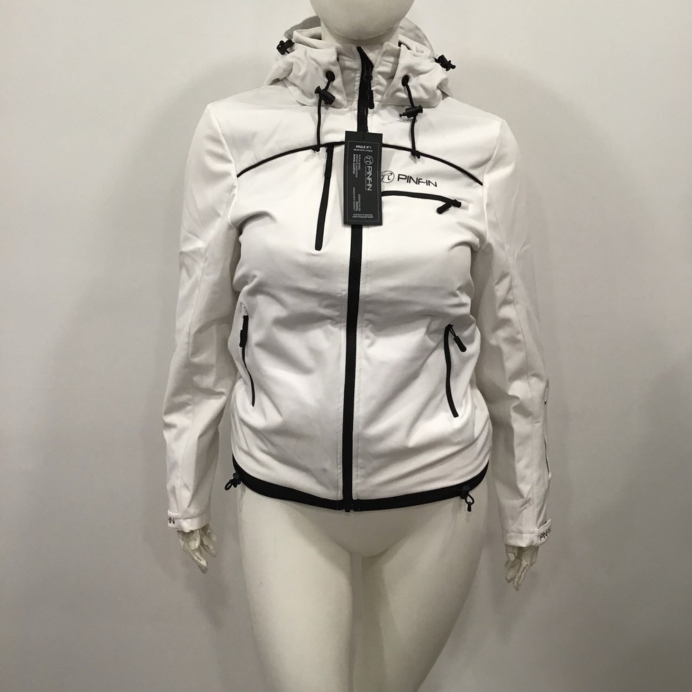 PinFin Womens Windbreaker Jacket White Black Trim Alpha Series size XL NWT